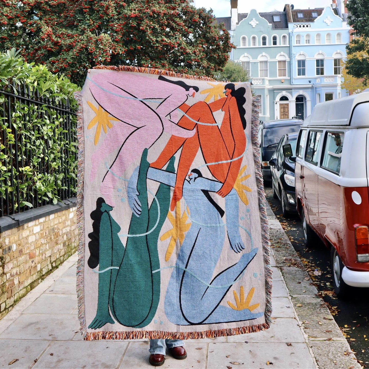 cotton throws front side in the city